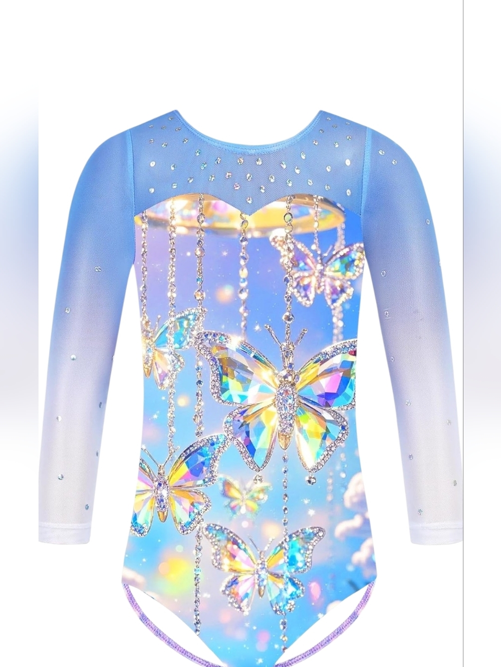Holographic Butterfly Crystal Leotard